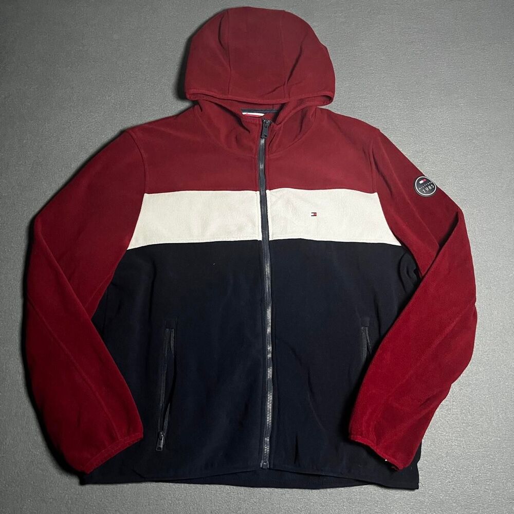 Tommy-hilfiger Men's Red and Burgundy Jacket